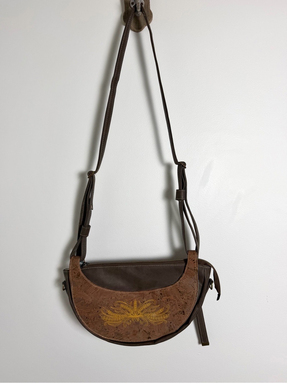 Fox & Fawn Cork Embroidered Boho Crossbody Bag